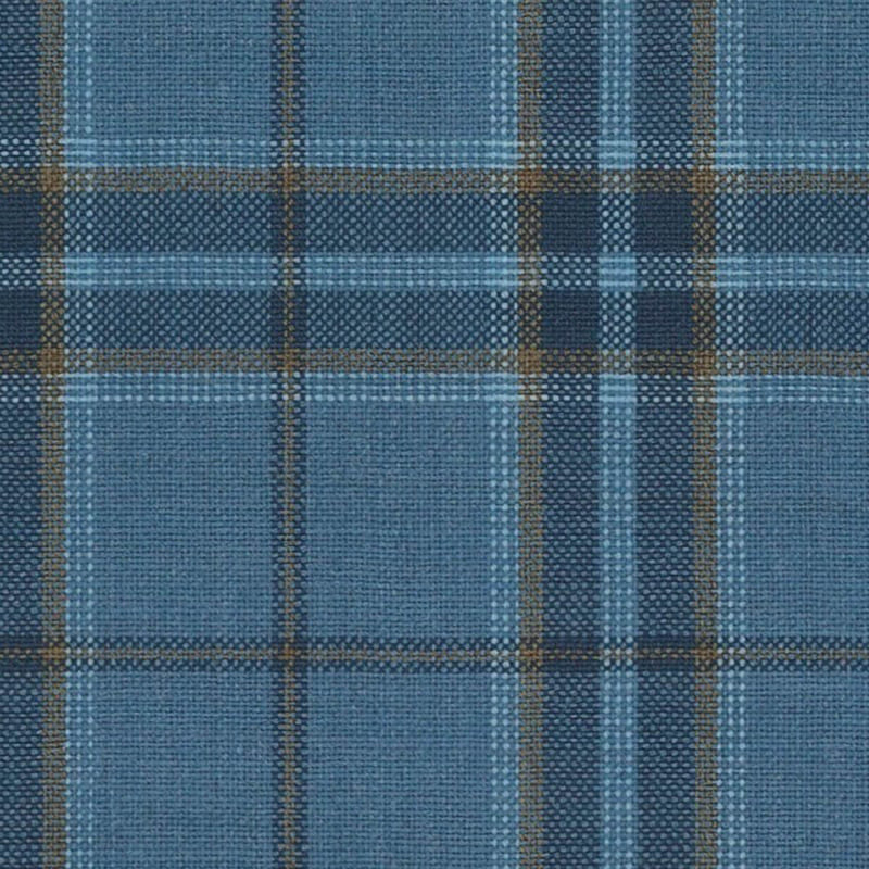 Medium Blue with Burnt Gold Plaid Check Jacketing By Holland & Sherry