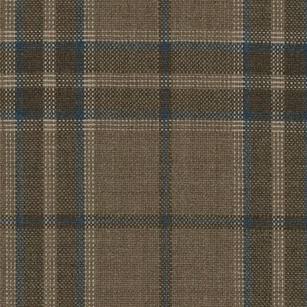 Medium Brown with Navy Plaid Check Jacketing By Holland & Sherry