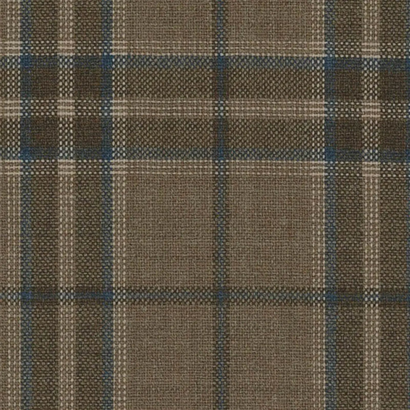 Medium Brown with Navy Plaid Check Jacketing By Holland & Sherry