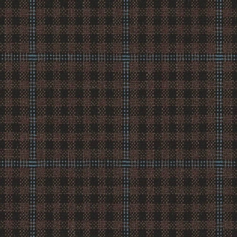 Dark Brown Gun Club With Blue Tramline Windowpane Check Jacketing By Holland & Sherry