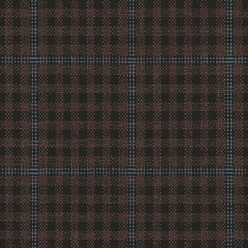 Dark Brown Gun Club With Blue Tramline Windowpane Check Jacketing By Holland & Sherry