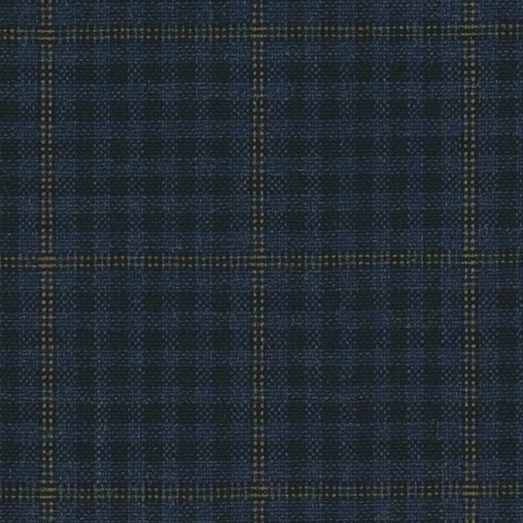 Navy Gun Club With Brown Tramline Windowpane Check Jacketing By Holland & Sherry