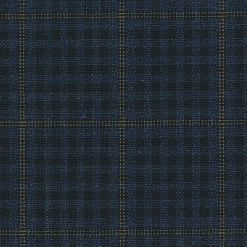 Navy Gun Club With Brown Tramline Windowpane Check Jacketing By Holland & Sherry