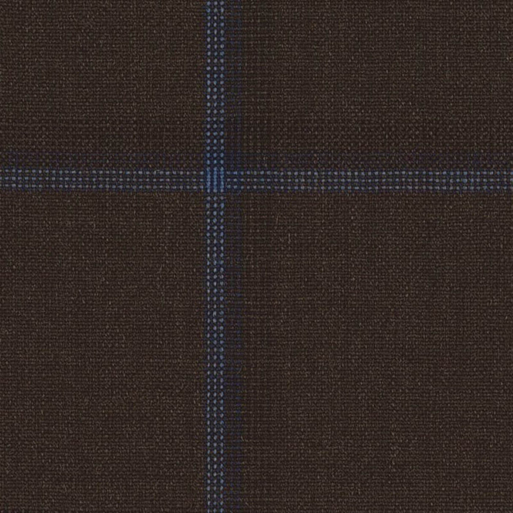 Dark Brown with Blue Windowpane Check Jacketing By Holland & Sherry