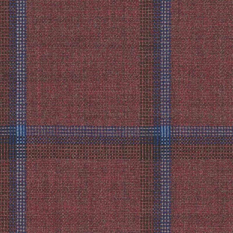 Red with Light Blue Windowpane Check Jacketing By Holland & Sherry