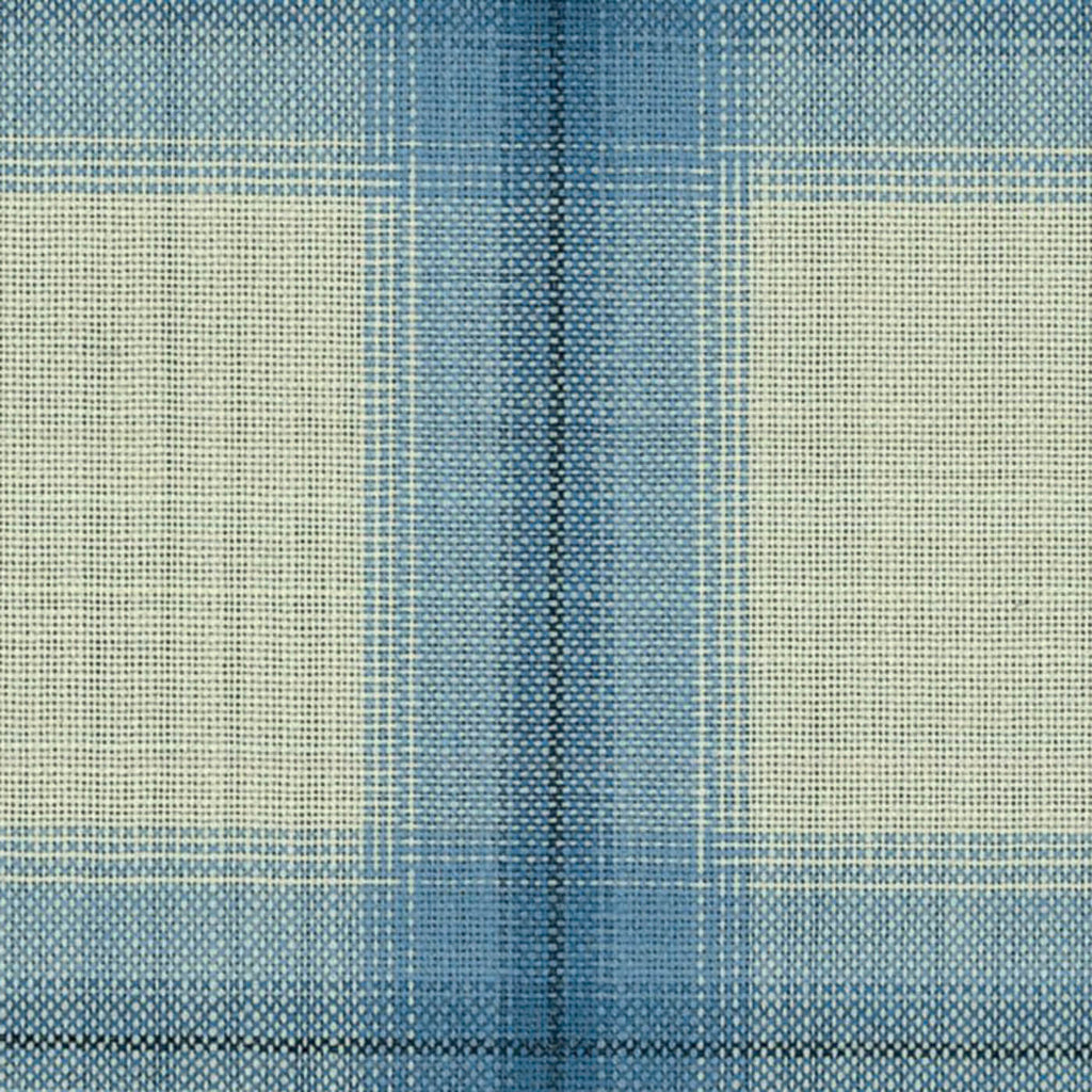 White with Blue Diffused Plaid Check Jacketing By Holland & Sherry