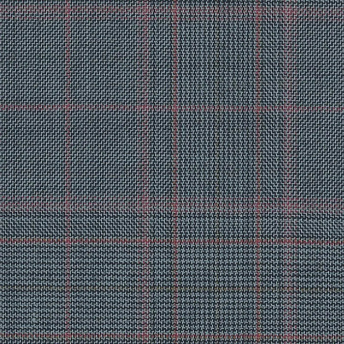 Airforce Blue/Red Split Matt Check Fancy 2 5/16 x 2 3/4 inch Super 140's All Wool Suiting By Holland & Sherry