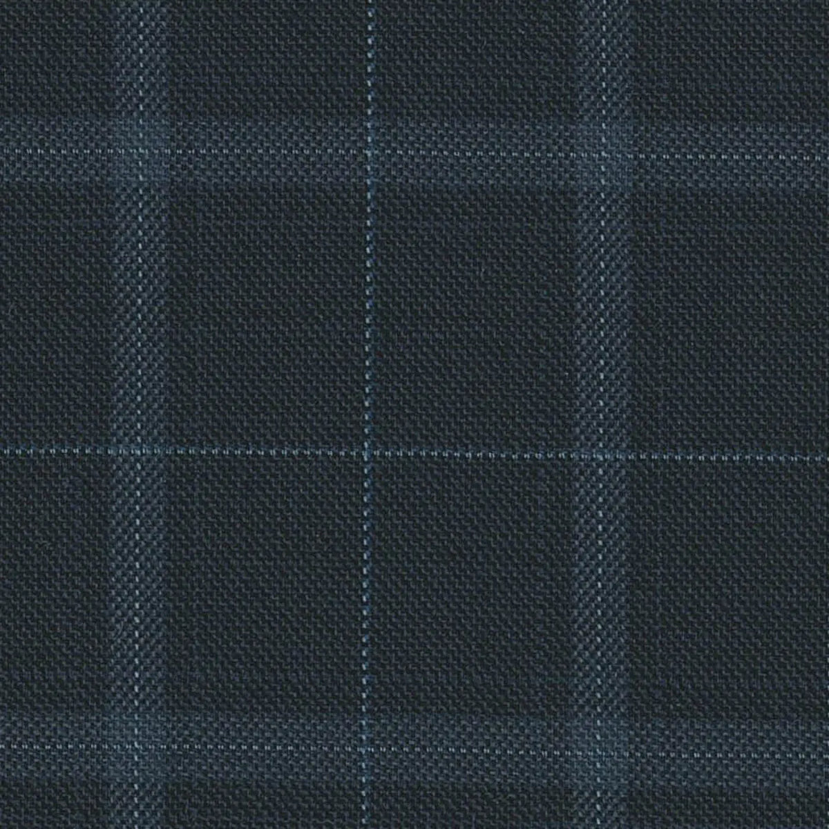 Navy Alternate Windowpane 1 1/2 x 2 inch Super 140's All Wool Super 140's All Wool Suiting By Holland & Sherry