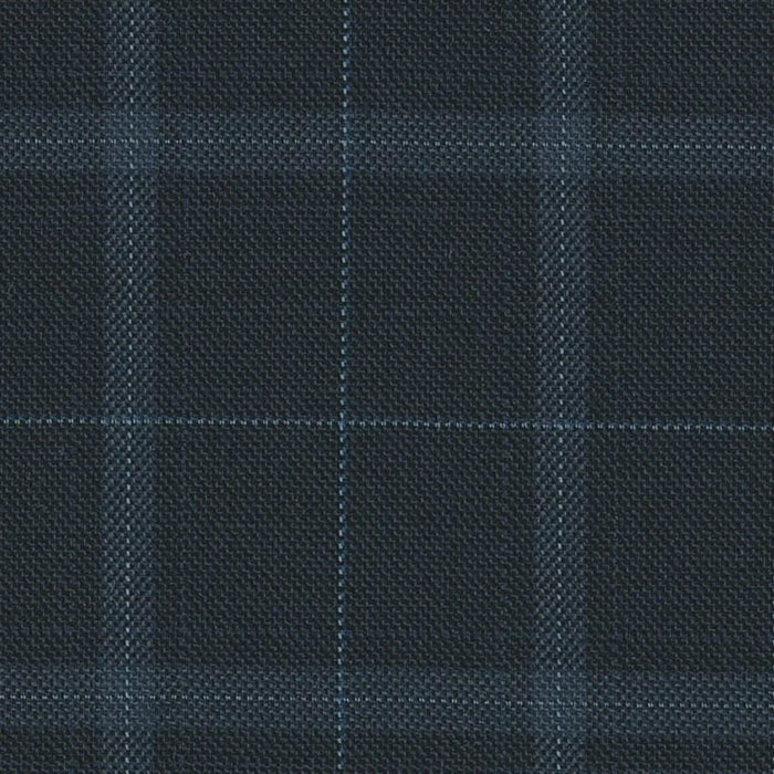 Navy Alternate Windowpane 1 1/2 x 2 inch Super 140's All Wool Super 140's All Wool Suiting By Holland & Sherry