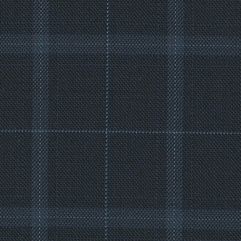 Navy Alternate Windowpane 1 1/2 x 2 inch Super 140's All Wool Super 140's All Wool Suiting By Holland & Sherry