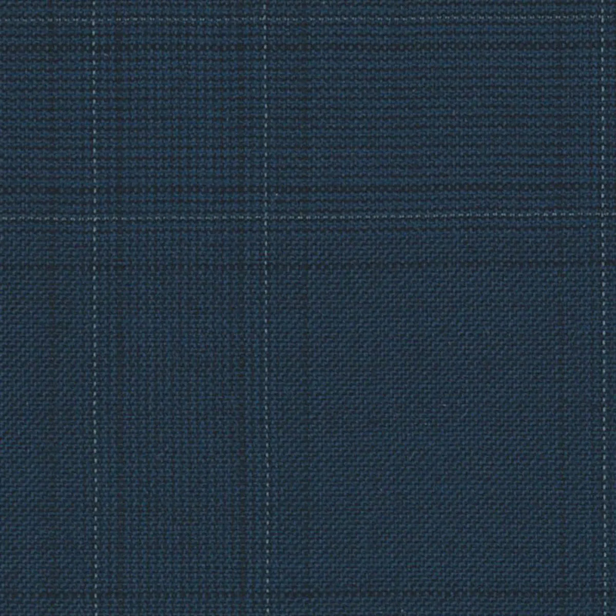 French Blue Split Matt Check Fancy 2 3/16 x 2 5/8 inch Super 140's All Wool Suiting By Holland & Sherry