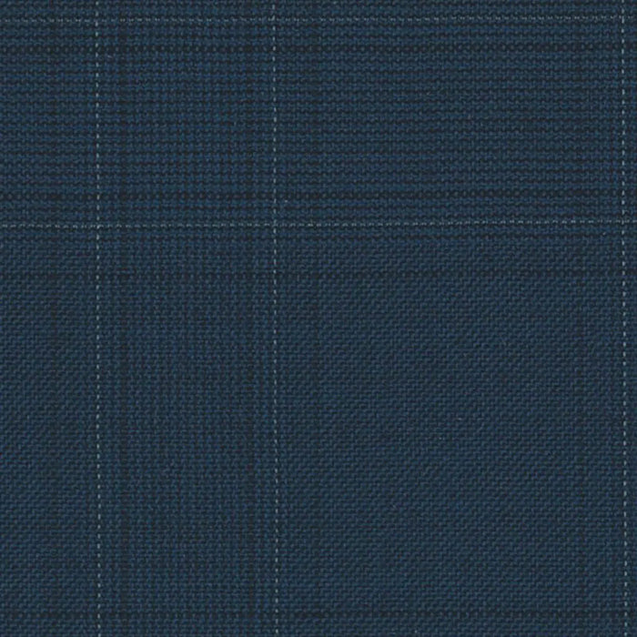 French Blue Split Matt Check Fancy 2 3/16 x 2 5/8 inch Super 140's All Wool Suiting By Holland & Sherry