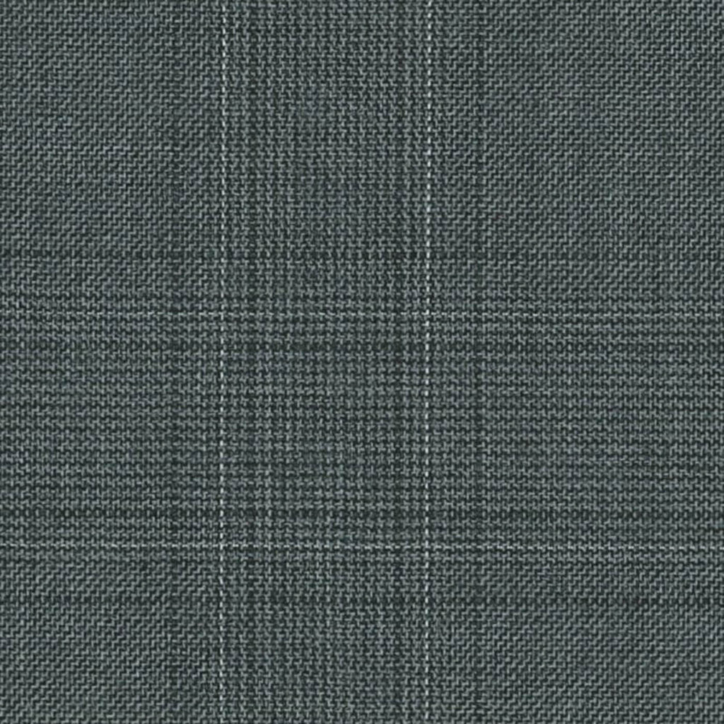Grey Split Matt Check Fancy 2 3/16 x 2 5/8 inch Super 140's All Wool Suiting By Holland & Sherry