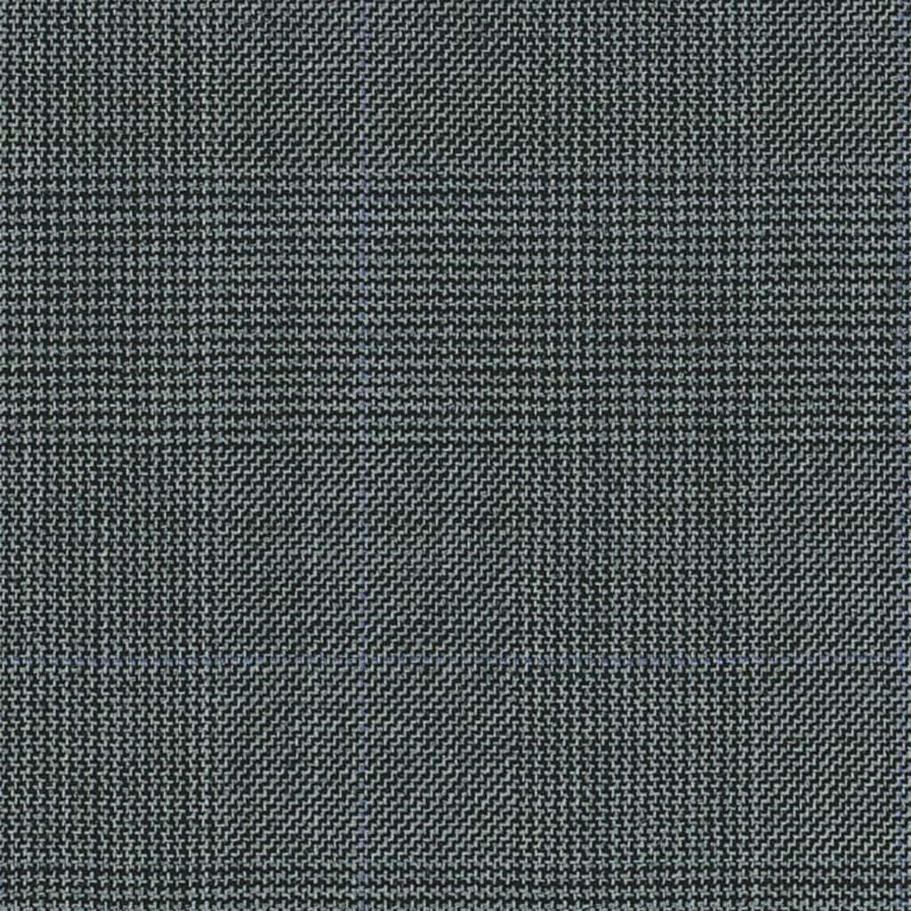 Mid Grey Glen Plaid 1 1/2 x 2 inch Super 140's All Wool Suiting By Holland & Sherry