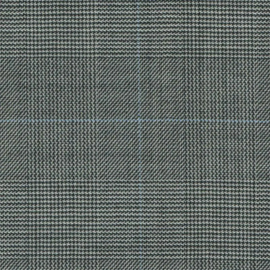 Black and White Glen Plaid 1 1/2 x 2 inch Super 140's All Wool Suiting By Holland & Sherry