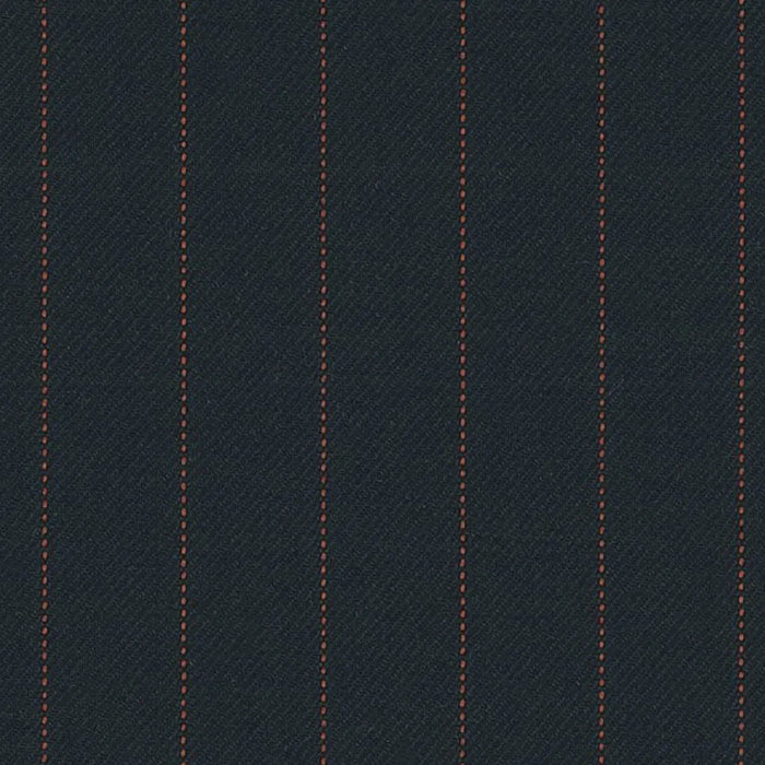 Navy/Orange Pin Dot Stripe 1/2 inch Super 140's All Wool Suiting By Holland & Sherry