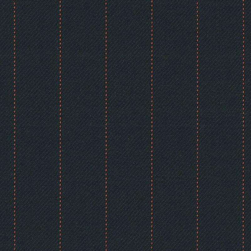 Navy/Orange Pin Dot Stripe 1/2 inch Super 140's All Wool Suiting By Holland & Sherry