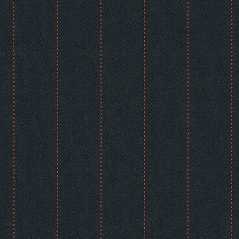 Navy/Orange Pin Dot Stripe 1/2 inch Super 140's All Wool Suiting By Holland & Sherry