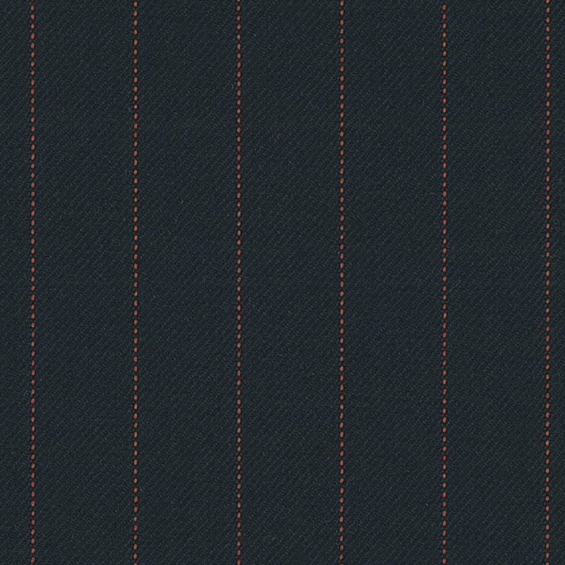Navy/Orange Pin Dot Stripe 1/2 inch Super 140's All Wool Suiting By Holland & Sherry