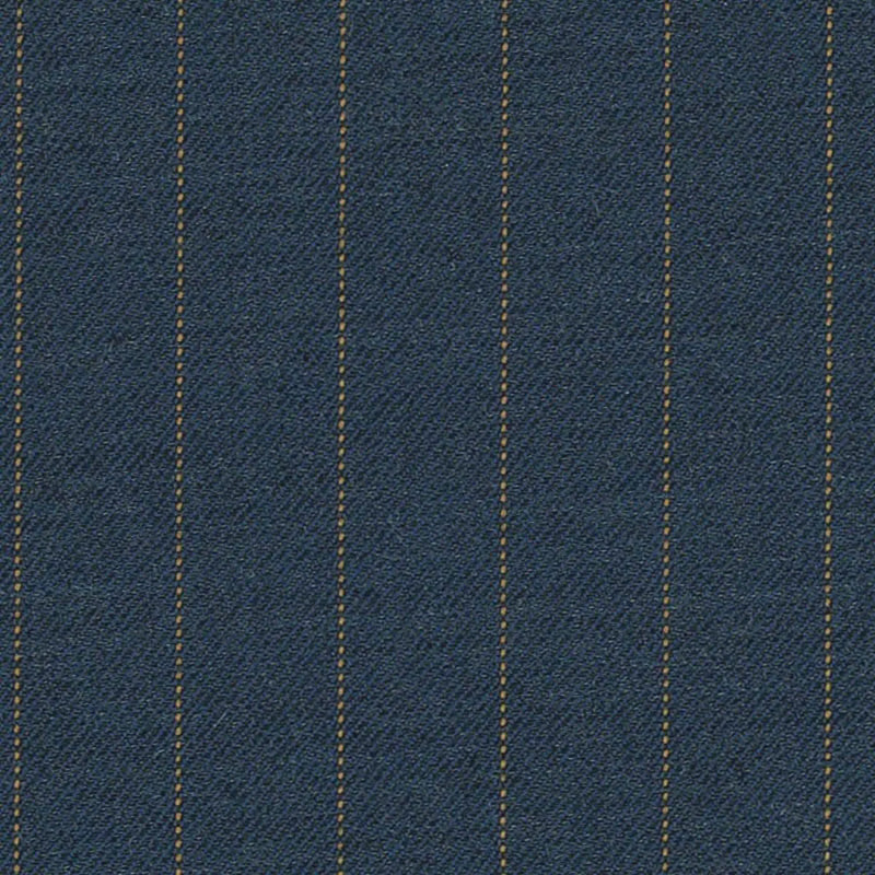 Airforce Blue/Mustard Pin Dot Stripe 1/2 inch Super 140's All Wool Suiting By Holland & Sherry