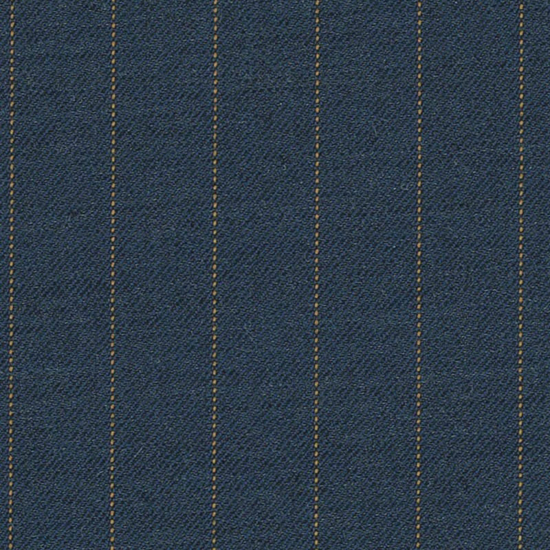 Airforce Blue/Mustard Pin Dot Stripe 1/2 inch Super 140's All Wool Suiting By Holland & Sherry