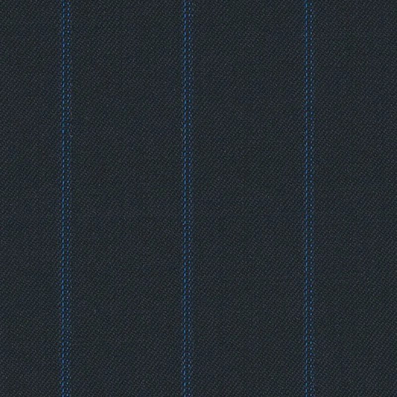 Navy/Bright Blue Fancy Stripe 13/16 inch Super 140's All Wool Suiting By Holland & Sherry