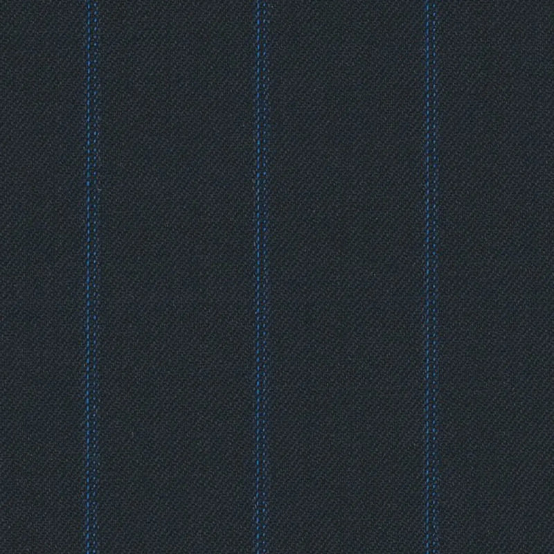 Navy/Bright Blue Fancy Stripe 13/16 inch Super 140's All Wool Suiting By Holland & Sherry