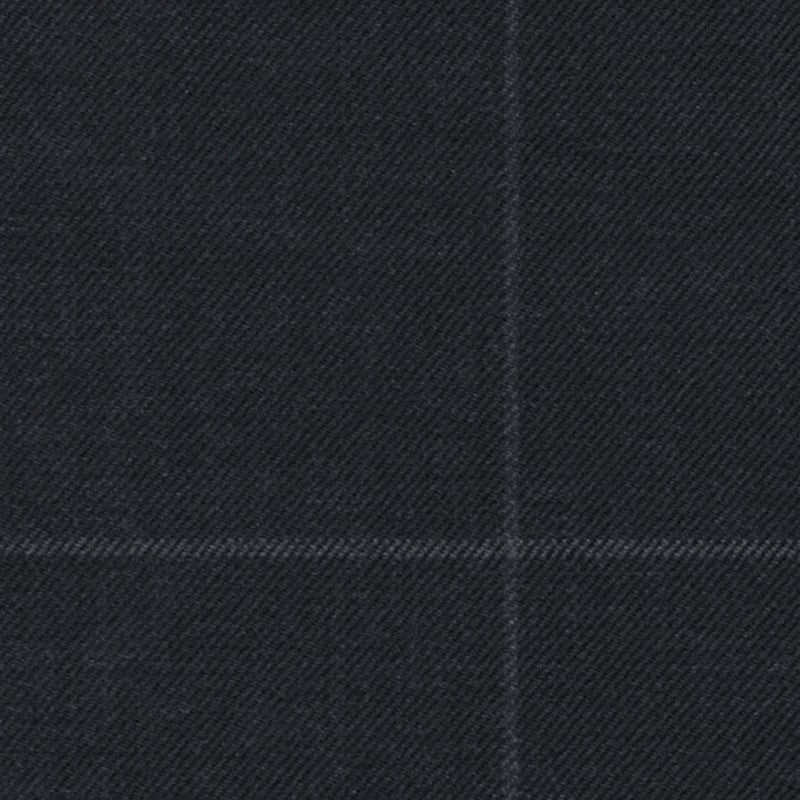Navy Soft Chalk Windowpane 1 3/4 x 2 1/8 inch Super 140's All Wool Suiting By Holland & Sherry