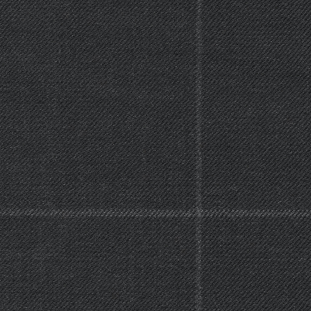Charcoal Soft Chalk Windowpane 1 3/4 x 2 1/8 inch Super 140's All Wool Suiting By Holland & Sherry