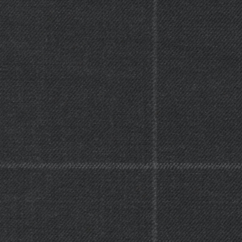 Charcoal Soft Chalk Windowpane 1 3/4 x 2 1/8 inch Super 140's All Wool Suiting By Holland & Sherry