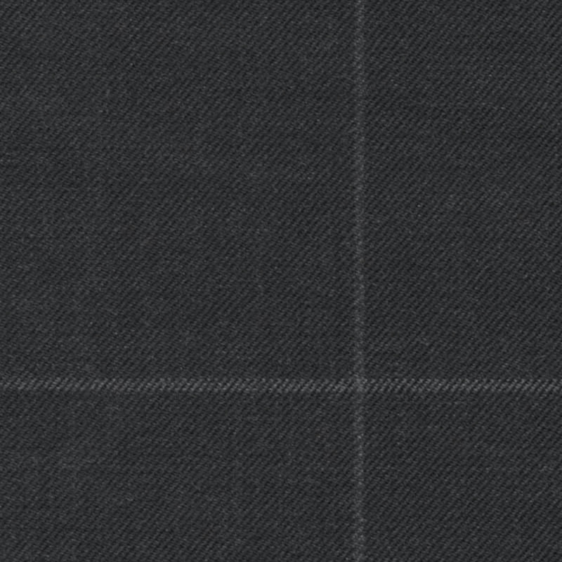 Charcoal Soft Chalk Windowpane 1 3/4 x 2 1/8 inch Super 140's All Wool Suiting By Holland & Sherry