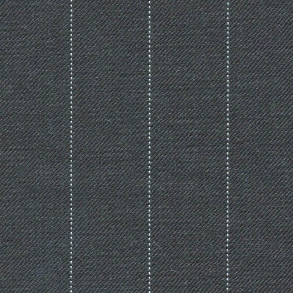 Grey Pin Dot Stripe 5/8 inch Super 140's All Wool Suiting By Holland & Sherry