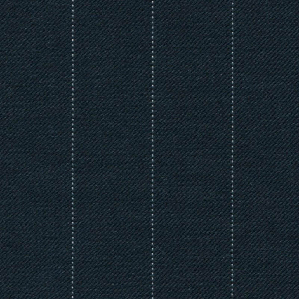 Navy Pin Dot Stripe 5/8 inch Super 140's All Wool Suiting By Holland & Sherry