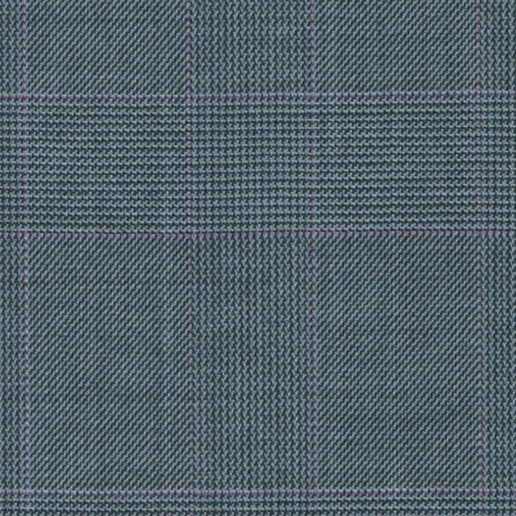 Light Blue/Magenta Split Matt Glen 1 1/2 x 2 inch Super 140's All Wool Suiting By Holland & Sherry