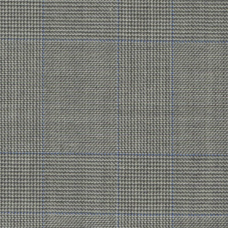 Light Grey/Blue Split Matt Glen 1 1/2 x 2 inch Super 140's All Wool Suiting By Holland & Sherry