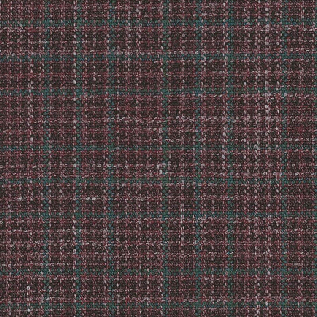 Burgundy and Teal Linear Plaid Check Wool, Silk & Linen Jacketing by Holland & Sherry