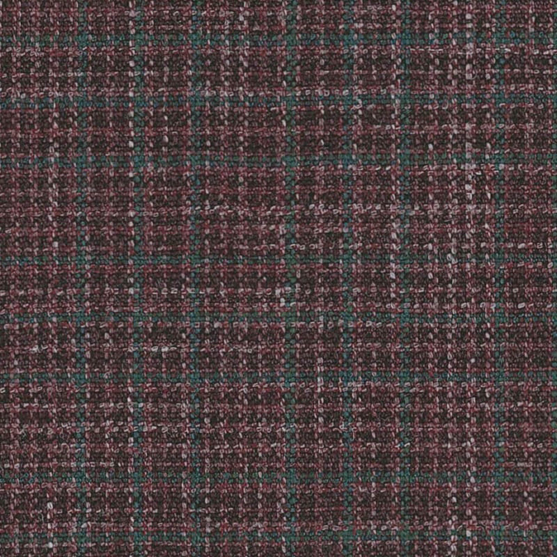 Burgundy and Teal Linear Plaid Check Wool, Silk & Linen Jacketing by Holland & Sherry