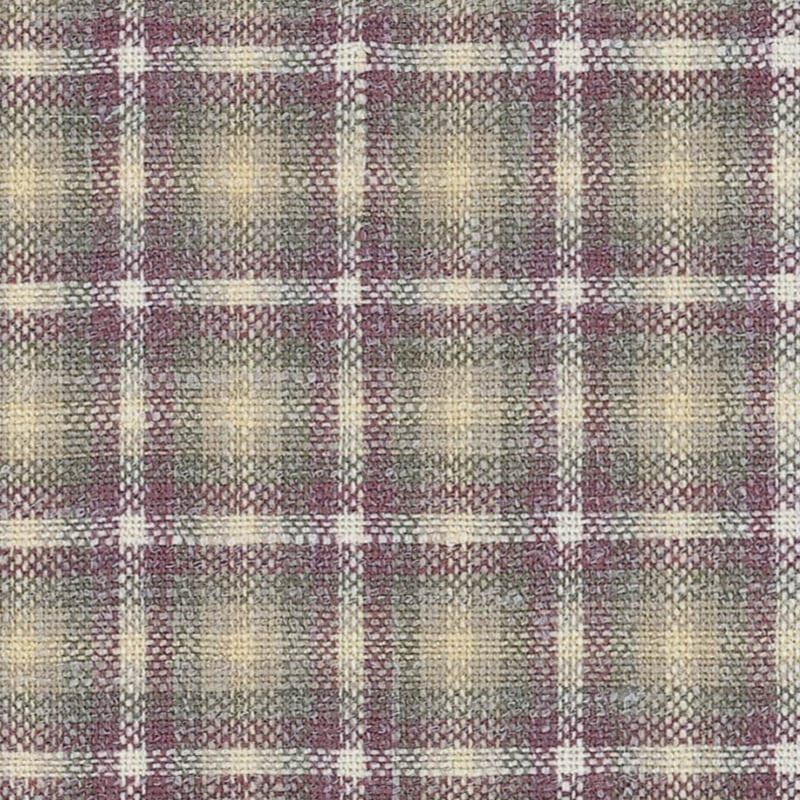 Cream and Mauve Block Plaid Check Wool, Silk & Linen Jacketing by Holland & Sherry