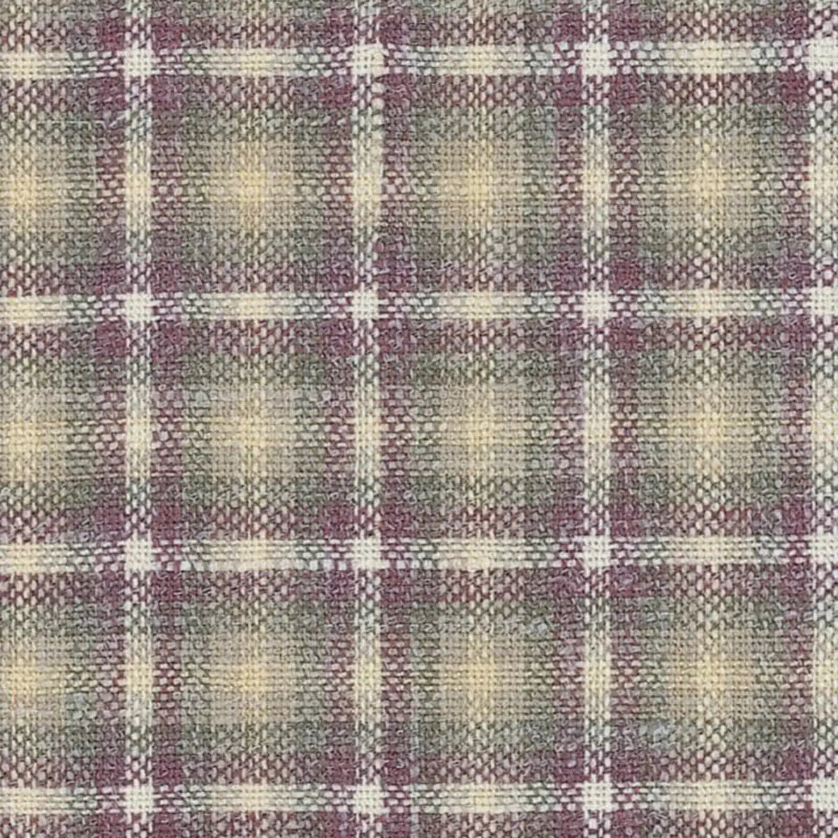 Cream and Mauve Block Plaid Check Wool, Silk & Linen Jacketing by Holland & Sherry
