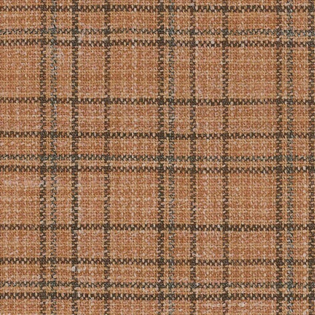 Tangerine Linear Check Wool, Silk & Linen Jacketing by Holland & Sherry