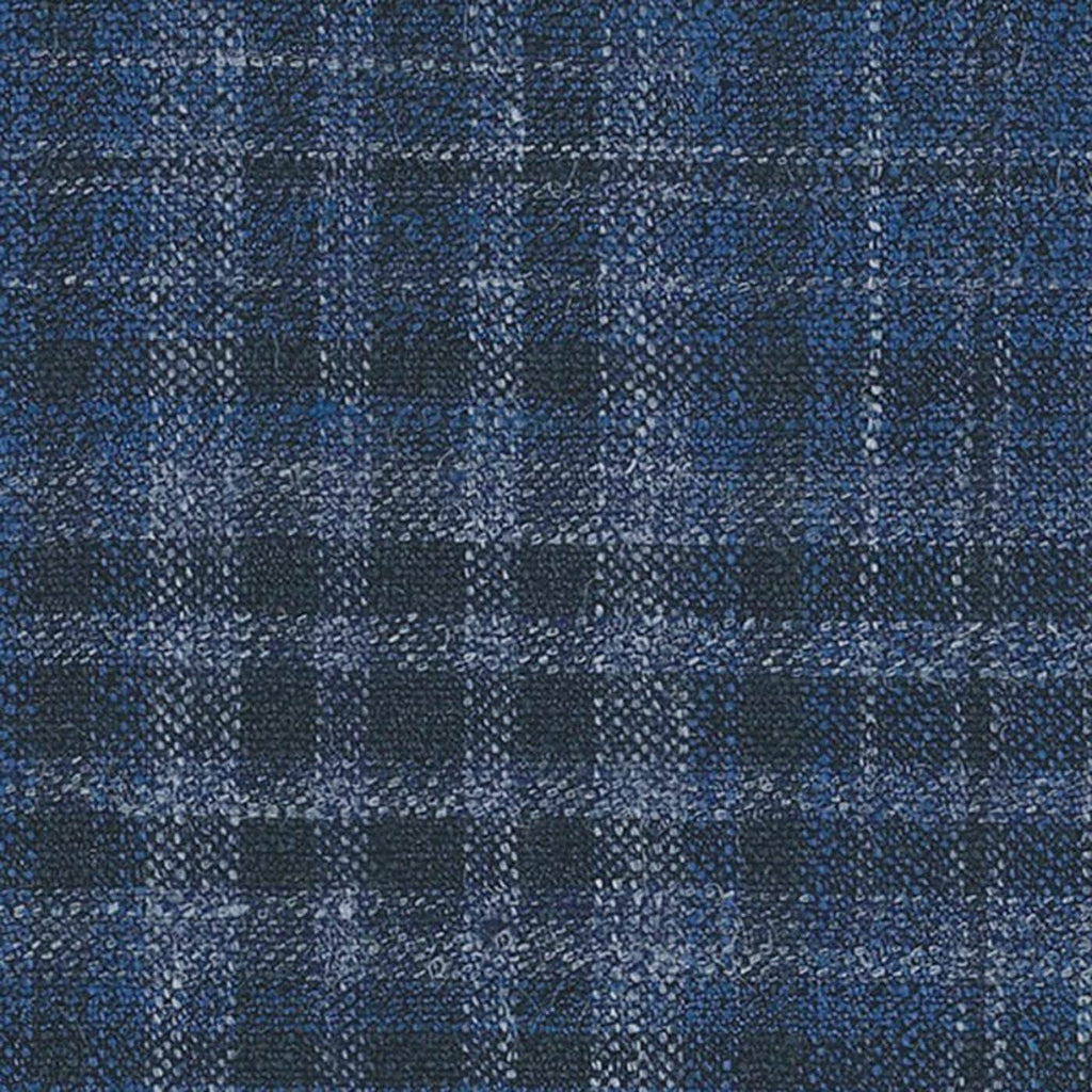 Blue and Navy Tonal Plaid Check Jacketing by Holland & Sherry