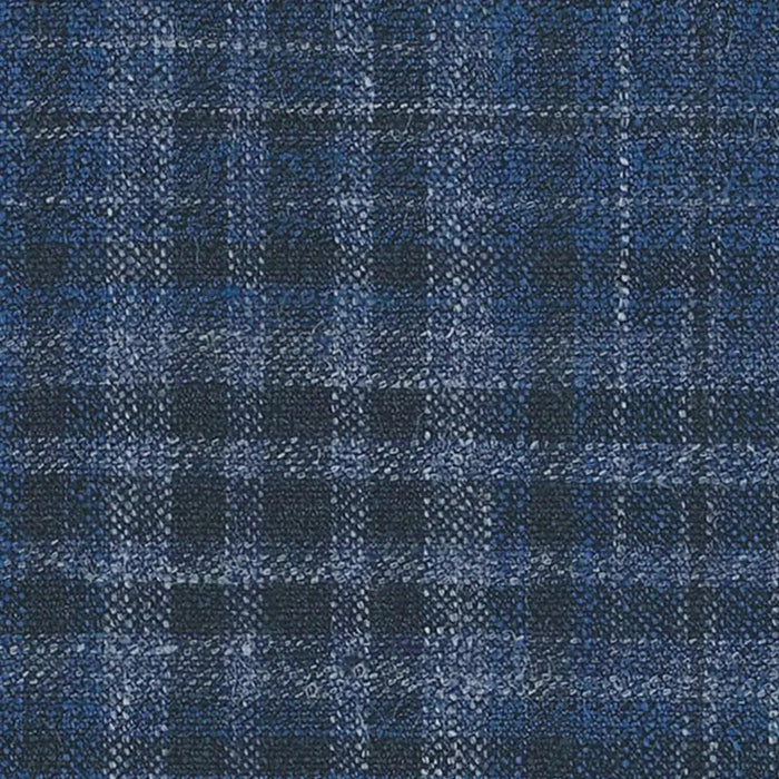 Blue and Navy Tonal Plaid Check Wool, Silk & Linen Jacketing by Holland & Sherry