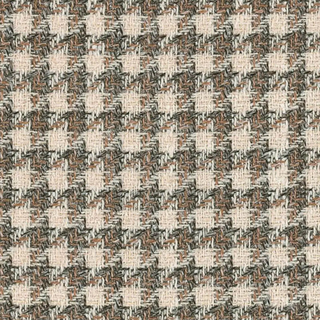 Cream and Brown Houndstooth Check Wool, Silk & Linen Jacketing by Holland & Sherry