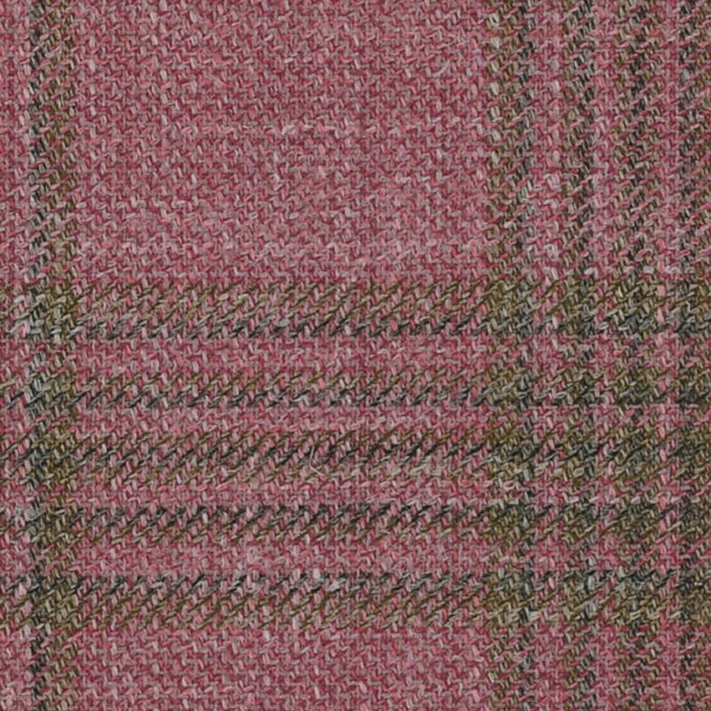 Coral and Gold Plaid Check Wool, Silk & Linen Jacketing by Holland & Sherry