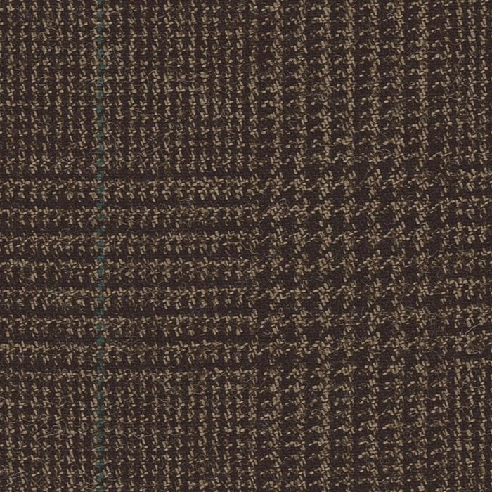 Dark Brown with Bottle Green Glen Check Worsted Wool Tweed By Holland & Sherry