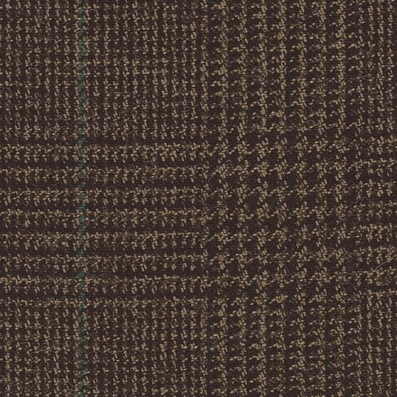 Dark Brown with Bottle Green Glen Check Worsted Wool Tweed By Holland & Sherry