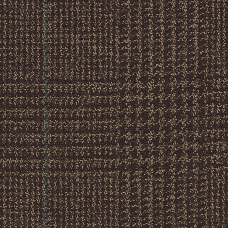 Dark Brown with Bottle Green Glen Check Worsted Wool Tweed By Holland & Sherry