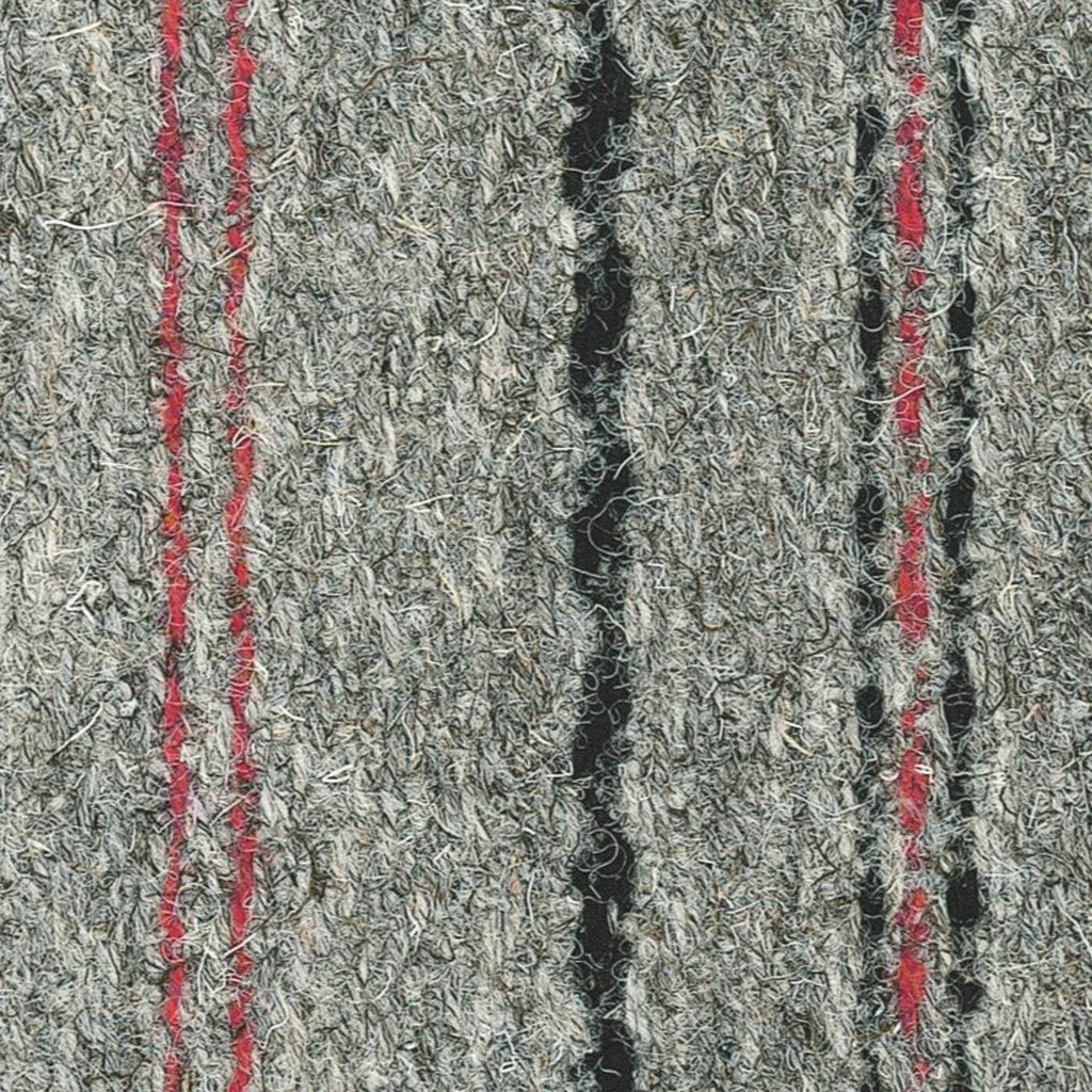 Medium Grey with Grey & Red Tramline Stripe Worsted Wool Tweed By Holland & Sherry