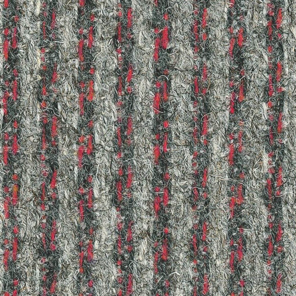 Grey with Red Block Fancy Stripe Worsted Wool Tweed By Holland & Sherry