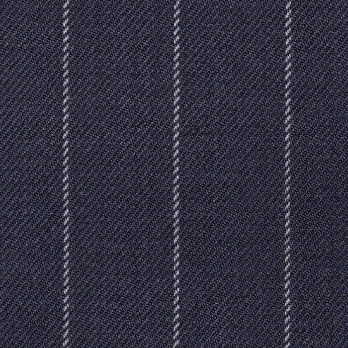 Navy Blue Chalk Stripe Super 100's All Wool Suiting By Holland & Sherry Yorkshire Fabric